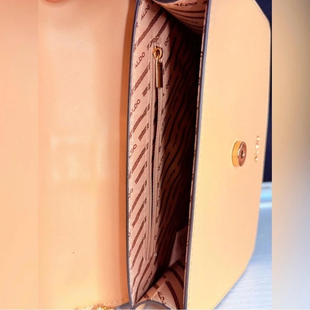 ALDO Raffia Chain Crossbody Bag Blue Fringe Gold Tiger Charm NWT